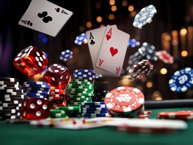 Live dealer revealing cards in Three Card Poker game